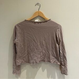Zara Girls (14) Mauve Long Sleeve Ruffle Lettuce Hem Top